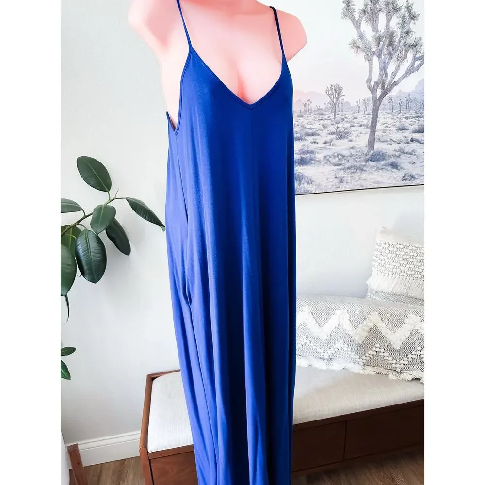 Sapphire Skies & Quiet Meadow Wanderings 🌾 drapey soft pocketed maxi dress